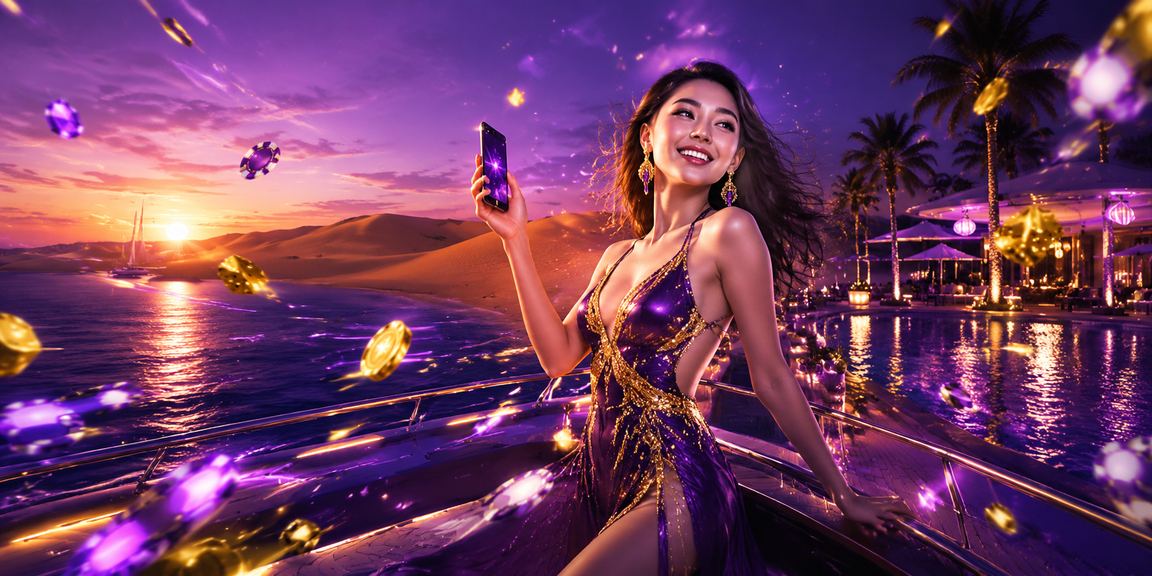 Cảnh chơi casino di động ban đêm tại resort Mũi Né với ánh đèn neon
